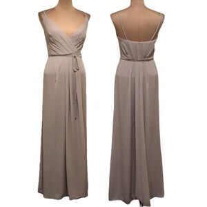 NWT David’s Bridal Bridesmaid Formal Maxi Dress Gown Size 0 Nude Tan Beige